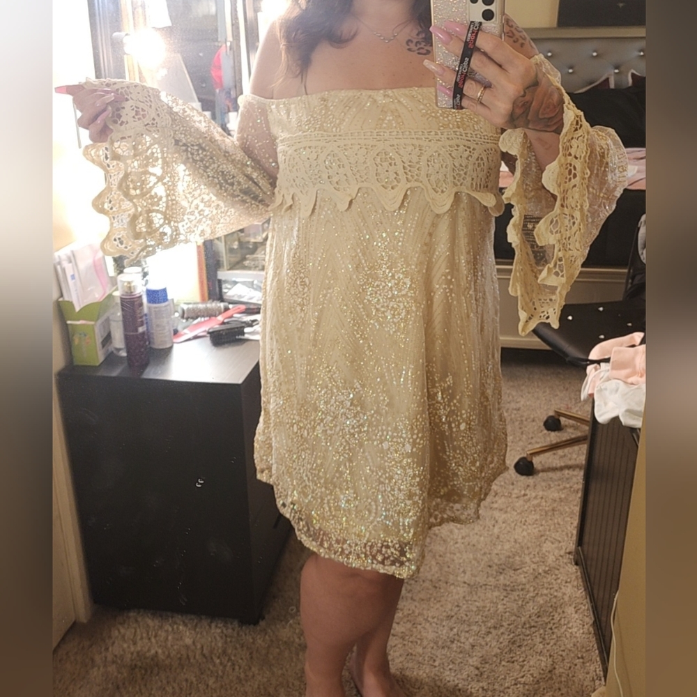 Off shoulder Gypsy gold dress